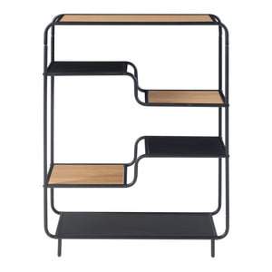 Standregal Kristiansand 101x80x30 cm Schwarz/Eiche-Optik [en.casa]