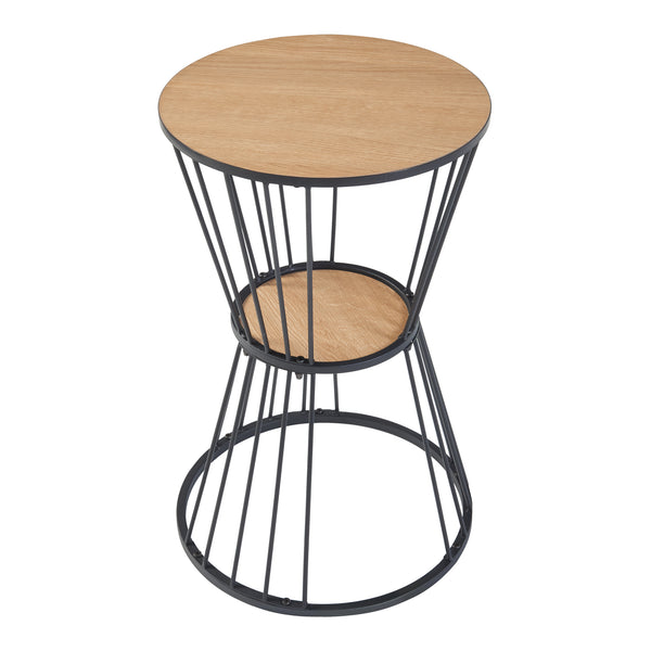 Beistelltisch Fossbergom Schwarz/Eiche-Optik [en.casa]