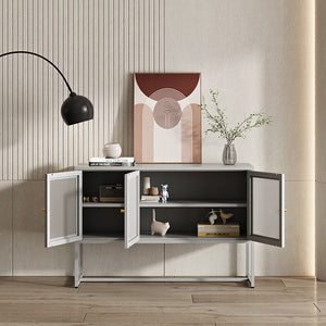 Sideboard Sund mit 3 Türen Stahl Grau [en.casa]