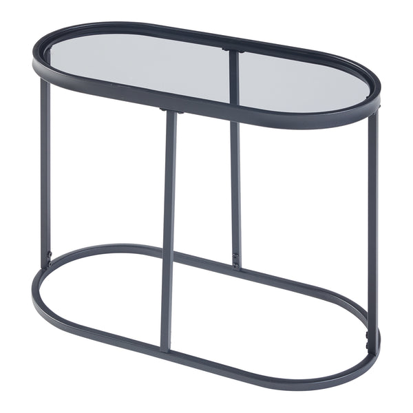 Beistelltisch Luleå mit Glasplatte Schwarz [en.casa]