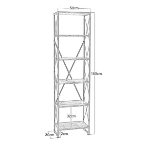 Standregal Åre 180x50x30cm Schwarz/Holzoptik [en.casa]