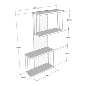 Wandregal Pudasjärvi 65x19x96 cm Anthrazit/Eichenoptik [en.casa]