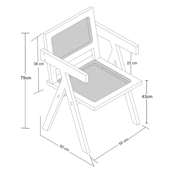 Esszimmerstuhl Asikkala 79x50x50cm Bambus/Rattanoptik [en.casa]