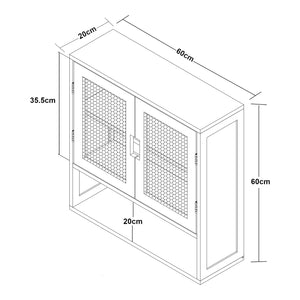 Bad-Hängeschrank Tervola 60x60x20 cm Schwarz/Bambus [en.casa]