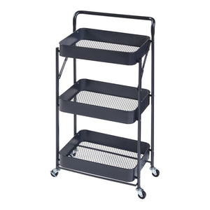 Rollwagen Vörå mit 3 Ebenen 88x45x30cm Schwarz [en.casa]