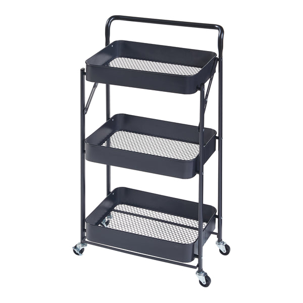 Rollwagen Vörå mit 3 Ebenen 88x45x30cm Schwarz [en.casa]