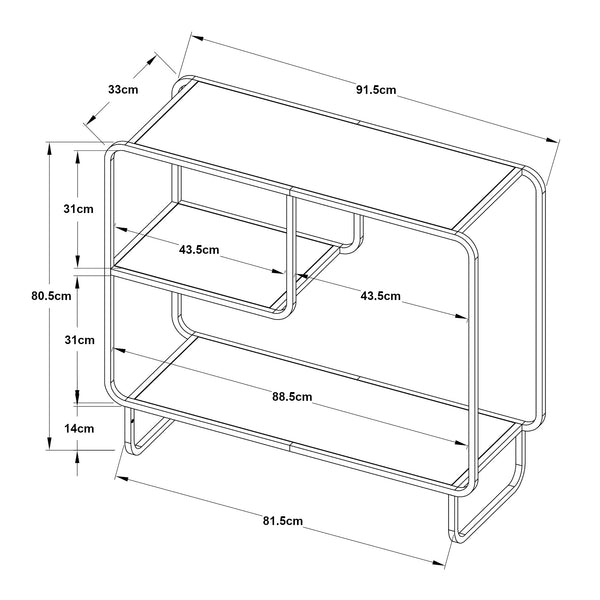 Konsolentisch Færder Metall 92x33x81 cm Schwarz [en.casa]