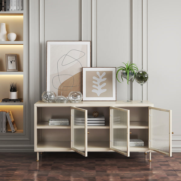 TV-Schrank Lindau Stahl 120x40x59 cm Cremeweiß [en.casa]