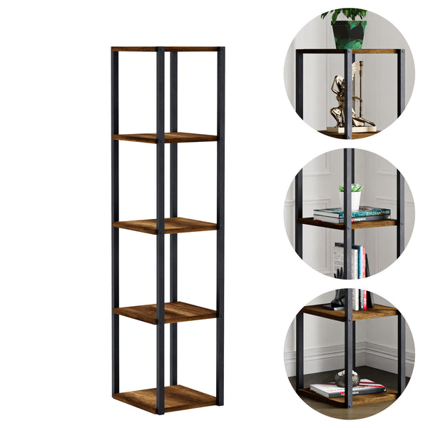 Standregal Uusikaupunki Walnuss-Optik/Schwarz [en.casa]