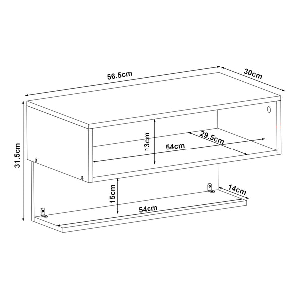 Wandregal Gauldal 57x30x32 cm Schwarz [en.casa]