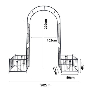 Rosenbogen Barisciano mit 2 Blumenkästen Schwarz [casa.pro]