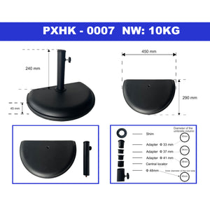 Sonnenschirmständer Bisenti Beton 45x29x4,5 cm Schwarz 10 kg [casa.pro]