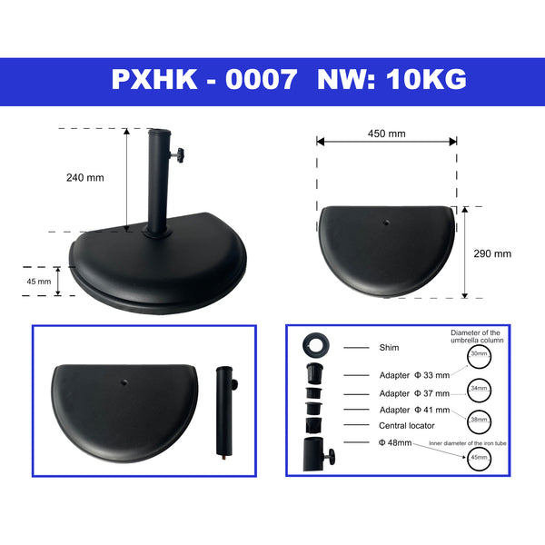 Sonnenschirmständer Bisenti Beton 45x29x4,5 cm Schwarz 10 kg [casa.pro]