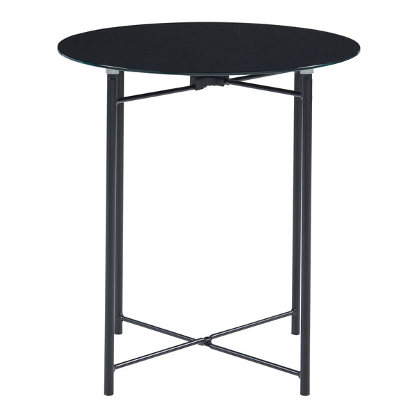 Beistelltisch Ödeshög mit Glasplatte 45xØ42cm Schwarz [en.casa]
