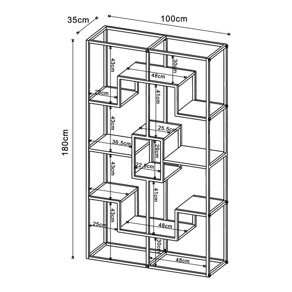 Standregal Råde Metall 180x100x35 cm Schwarz [en.casa]