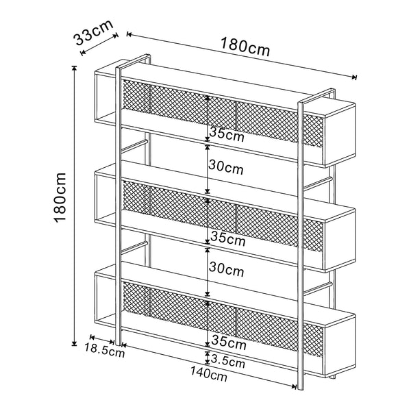 Standregal Randaberg 180x180x33 cm Schwarz [en.casa]