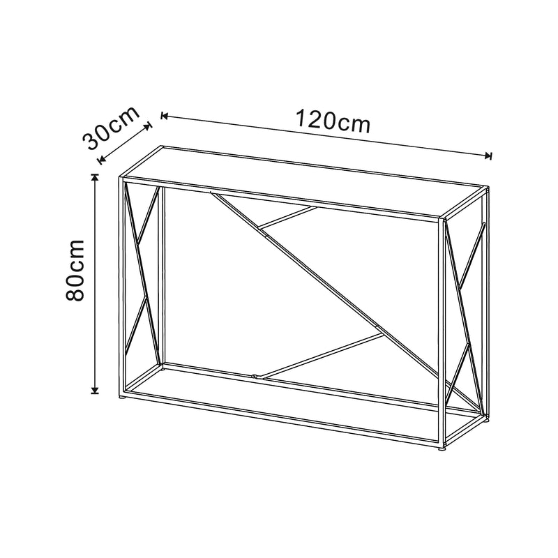 Maßskizze Konsolentisch Rättvik 120x30x80 cm Schwarz [en.casa]