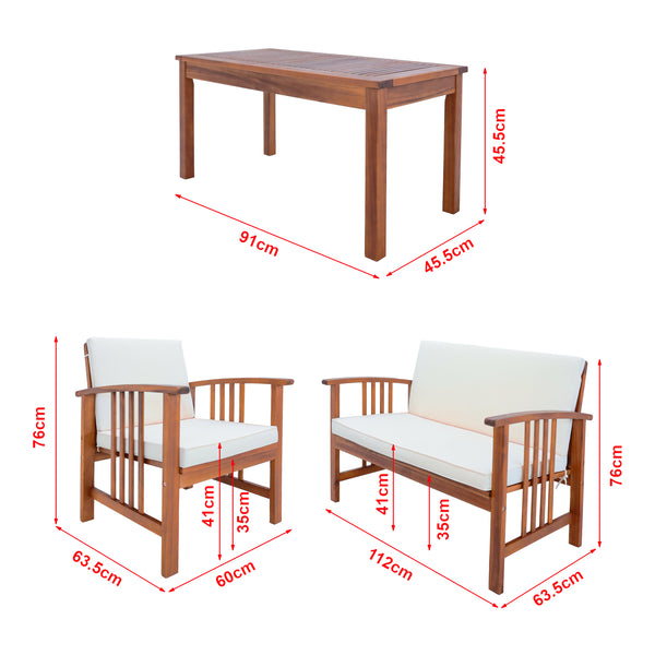 Gartenmöbelset Brissogne 4-tlg. Akazienholz FSC®-zertifiziert [en.casa]