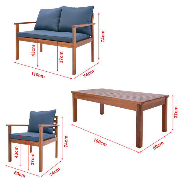 Gartenmöbelset Brittoli 4-tlg. Akazienholz FSC®-zertifiziert [en.casa]