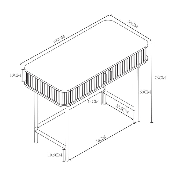 Konsolentisch Tvedestrand 100x50x76 cm Holzfarben/Schwarz [en.casa]