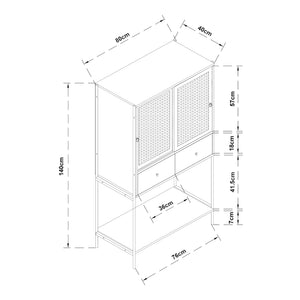 Beistellschrank Tysnes 140x80x40 cm Schwarz/Eiche [en.casa]