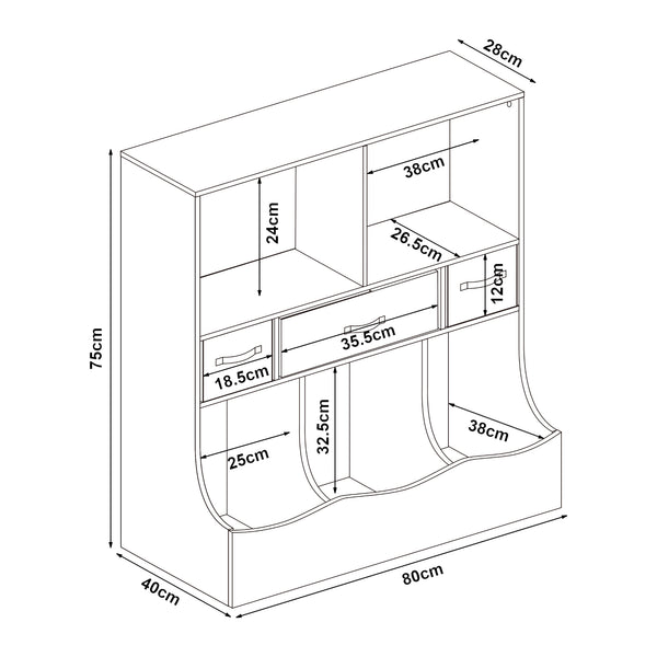 Kinderregal Vastesa 75x80x40 cm Weiß [en.casa]