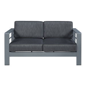 2-Sitzer Outdoor-Sofa Avise Aluminium Dunkelgrau [casa.pro]