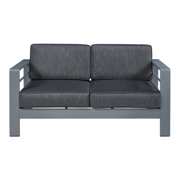 2-Sitzer Outdoor-Sofa Avise Aluminium Dunkelgrau [casa.pro]