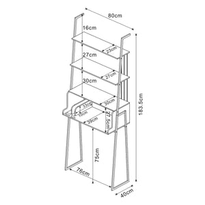 Schreibtisch Storfjord mit Leiterregal 184x80x40cm Schwarz [en.casa]