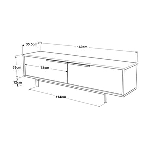 TV Schrank Kvænangen Eichen- und Rattanoptik [en.casa]