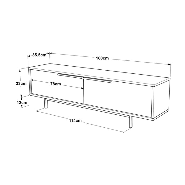 TV Schrank Kvænangen Eichen- und Rattanoptik [en.casa]
