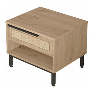 Nachttisch Kvænangen 43x54x45 cm Eichen/Rattanoptik [en.casa]