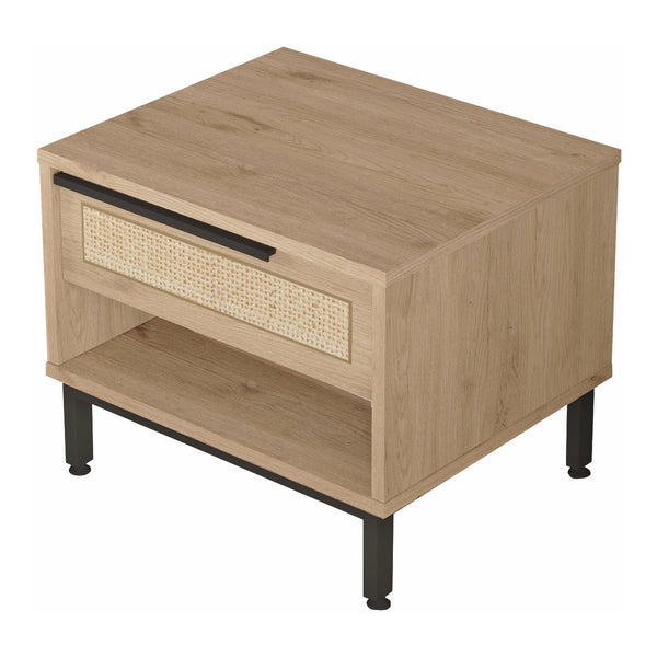 Nachttisch Kvænangen 43x54x45 cm Eichen/Rattanoptik [en.casa]