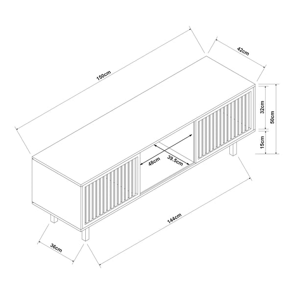 Fernsehschrank Ypäjä 150x42x50 cm Bambus Natur [en.casa]