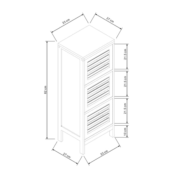 Beistellschrank mit 3 Türen Ypäjä 82x33x27 cm Bambus [en.casa]
