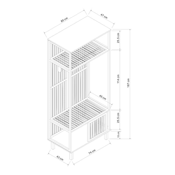 Garderobenständer Ypäjä 187x80x47 cm Bambus [en.casa]