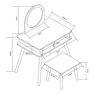 Kinderschminktisch mit Hocker Ovanåker Weiß/Natur [en.casa]
