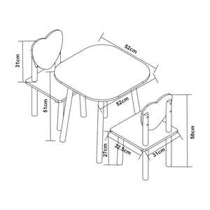 Kindersitzgruppe Siljan mit Herz-Design Weiß/Lila [en.casa]
