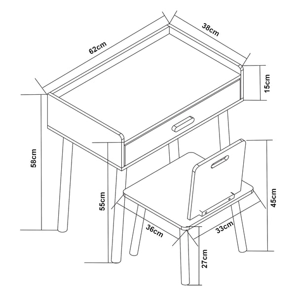Kinderschreibtisch mit Stuhl Skjervøy Holz/Weiß [en.casa]