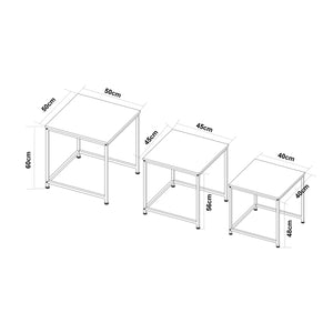 Satztisch Trollhättan 3-tlg. Marmoroptik, weiß [en.casa]