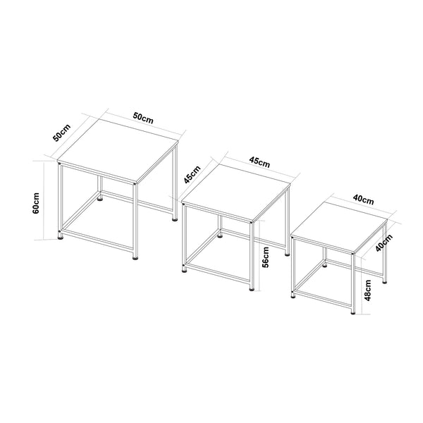 Satztisch Trollhättan 3-tlg. Marmoroptik, weiß [en.casa]