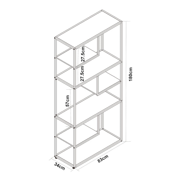 Bücherregal Østre 180x83x34 cm Schwarz/Walnussoptik [en.casa]