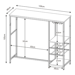 Bartisch Stjørdal mit Flaschenablage Schwarz/Walnussoptik [en.casa]