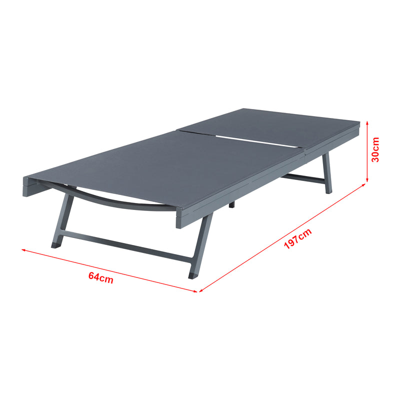 Maßskizze Sonnenliegenset Baragiano 3-tlg. Aluminium [casa.pro]