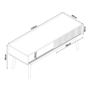 Fernsehtisch Landskrona 115x40x48 cm mit zwei Schiebetüren Eicheoptik [en.casa]