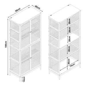 Badezimmerschrank Raurgela 180x80x40 cm Bambus [en.casa]