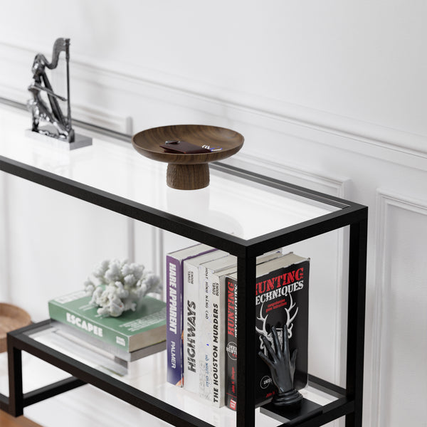 Konsolentisch Videnel mit Glasplatte 120x30x76 cm Schwarz [en.casa]