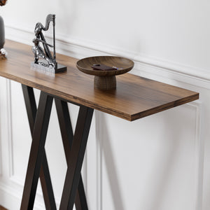 Konsolentisch Seinshung 110x30x80 cm Schwarz/Walnussoptik [en.casa]