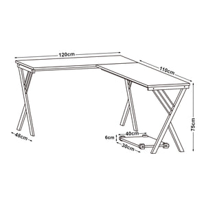 Schreibtisch Tarielarg mit PC-Ständer L-förmig 158x120x75 cm Eicheoptik [en.casa]