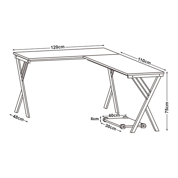 Schreibtisch Tarielarg mit PC-Ständer L-förmig 158x120x75 cm Eicheoptik [en.casa]